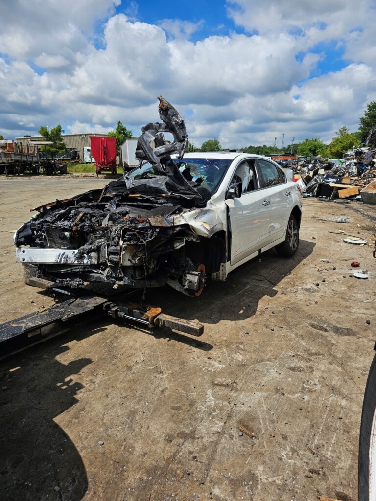 demolished junk car