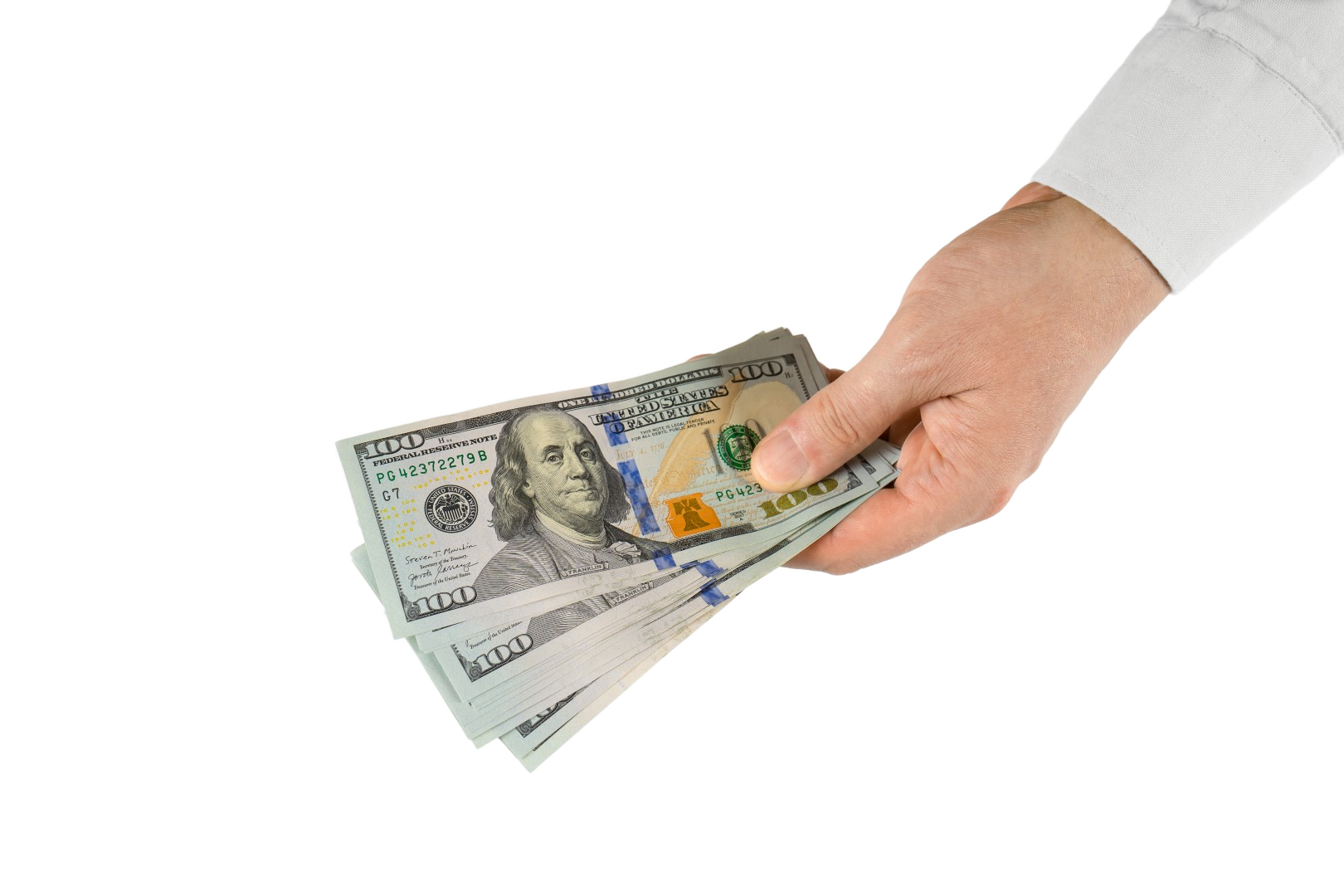 png of hand holding cash