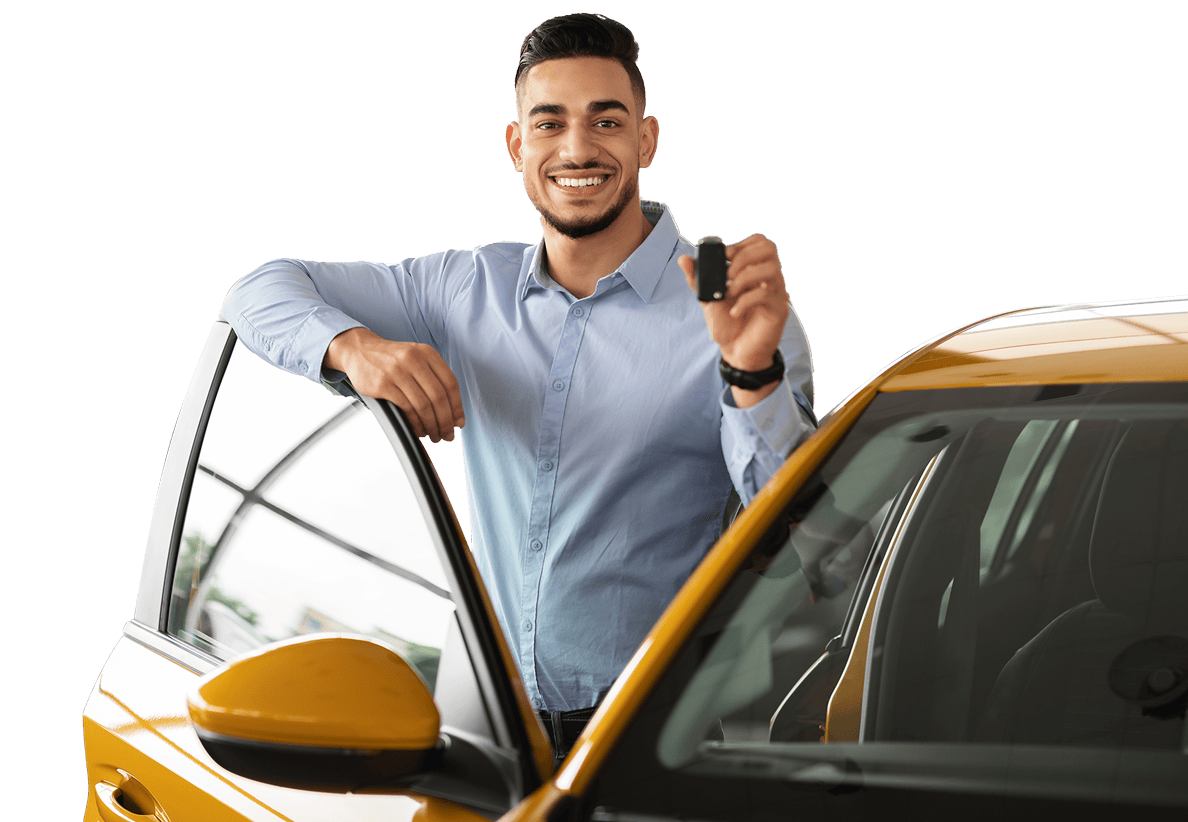 Man standing with car door open and keys in hand